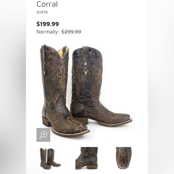 🔥CORRAL Hand Made Cross&Wings Leather Overlay Distressed Cowboy Western Boots - Picture 14 of 15